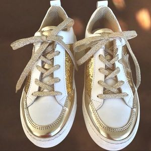 VERA PELLE GOLD GLITTER WOMEN’S SNEAKERS. SIZE 8
